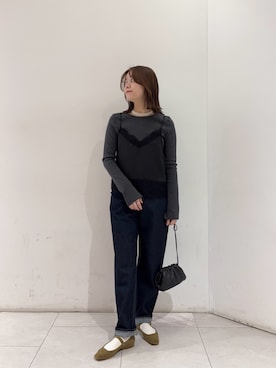 「URBAN RESEARCH（アーバンリサーチ）のレースキャミソール（キャミソール、ブラック系）」を使った、suzukoさん（レディース・161cm）の冬コーディネート