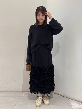 「URBAN RESEARCH（アーバンリサーチ）のテープヤーンVネック畦ニット（ニット/セーター）」を使った、Suzukoさん（レディース・161cm）の春コーディネート