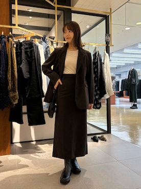 「アイテム（その他アウター、ブラウン系）」を使った、suzuko87さん（レディース・161cm）の秋コーディネート