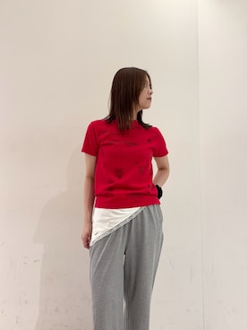 「URBAN RESEARCH（アーバンリサーチ）のTeya　TATOO T-SHIRTS（Tシャツ/カットソー、レッド系）」を使った、suzukoさん（レディース・161cm）の夏コーディネート
