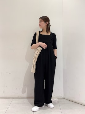 「URBAN RESEARCH（アーバンリサーチ）の5分袖リブカットソー（Tシャツ/カットソー、ブラック系）」を使った、suzukoさん（レディース・161cm）の春コーディネート