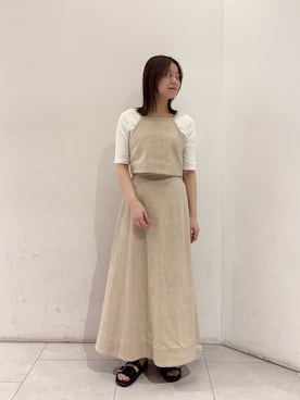 「URBAN RESEARCH（アーバンリサーチ）のnew basic　SLAB NEP CAMI BUSTIER（その他トップス、ベージュ系）」を使った、suzukoさん（レディース・161cm）の春コーディネート