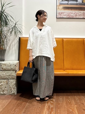 「BIRKENSTOCK（ビルケンシュトック）のBIRKENSTOCK　ARIZONA LEVE（サンダル、ブラック系）」を使った、藤田　瀬名さん（レディース・156cm）の夏コーディネート