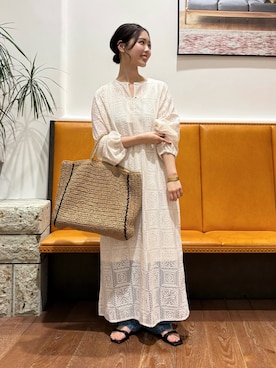 「URBAN RESEARCH DOORS（アーバンリサーチドアーズ）のレースワンピース（ワンピース、ベージュ系）」を使った、藤田　瀬名さん（レディース・157cm）の春コーディネート
