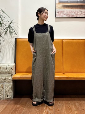 「かぐれ（カグレ）のコットンリヨセル半袖スウェット（スウェット、ブルー系）」を使った、藤田　瀬名さん（レディース・157cm）の春コーディネート