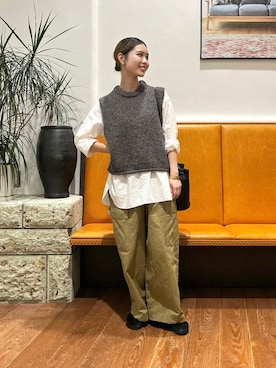 「BIRKENSTOCK（ビルケンシュトック）のBIRKENSTOCK　Boston LEVE（サンダル）」を使った、藤田　瀬名さん（レディース・157cm）の秋コーディネート