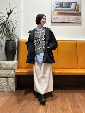 「FORK&SPOON（フォークアンドスプーン）のFORK&SPOON　ラナテックイージースカート（スカート）」を使った、藤田　瀬名さん（レディース・157cm）の秋コーディネート