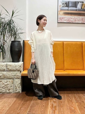 「newarrival」｜「アイテム（チュニック）」を使った、藤田瀬名さん（レディース・157cm）の春コーディネート