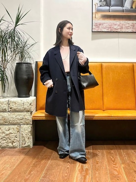 「URBAN RESEARCH DOORS（アーバンリサーチドアーズ）のウールリバーテーラードコート（その他アウター）」を使った、藤田　瀬名さん（レディース・157cm）の冬コーディネート