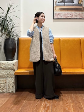 「アイテム（サロペット/オーバーオール）」を使った、藤田　瀬名さん（レディース・157cm）の秋コーディネート