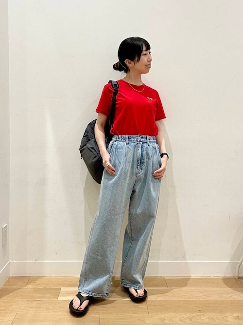 2タックギャザーデニムパンツ
