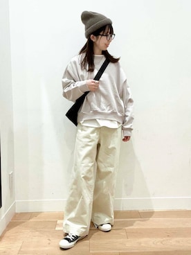 「寒い」｜「アイテム（ダウンジャケット/コート）」を使った、kcoさん（レディース・158cm）の冬コーディネート