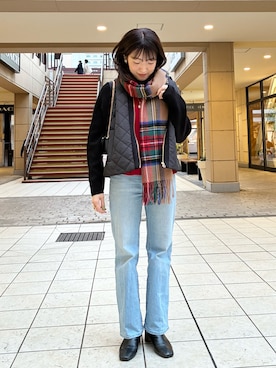 「アイテム（ストール/ショール）」を使った、fujitaさん（レディース・155cm）の秋コーディネート