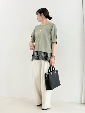 「MICO COULIER（ミコクリエ）のアイテム」を使った、fujitaさん（レディース・155cm）の春コーディネート