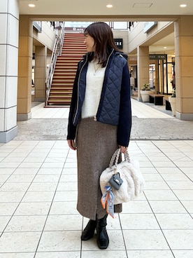 「アイテム（トートバッグ）」を使った、fujitaさん（レディース・155cm）の秋コーディネート