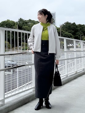 「アイテム（ブルゾン、グレー系）」を使った、fujitaさん（レディース・155cm）の秋コーディネート