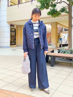 「スカーフ」｜「アイテム（ブルゾン）」を使った、fujitaさん（レディース・155cm）の冬コーディネート