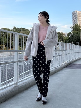 「アイテム（ムートンコート）」を使った、fujitaさん（レディース・155cm）の秋コーディネート