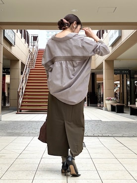 「アイテム（シュシュ、ブラウン系）」を使った、fujitaさん（レディース・155cm）の夏コーディネート
