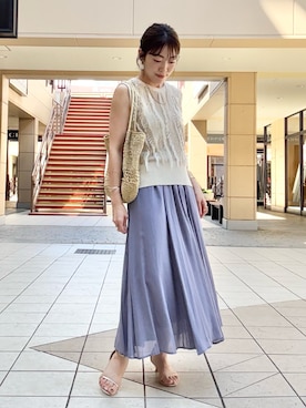 「アイテム（スカート、パープル系）」を使った、fujitaさん（レディース・155cm）の夏コーディネート