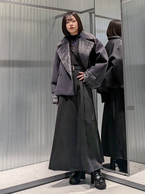 ウーリーテックフェイクファーショートコート(HARE)