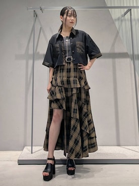 「HARE（ハレ）の2WAYスクエアラメニットタンクトップ(HARE)（タンクトップ）」を使った、natsuki_s2さん（レディース・153cm・10代）の夏コーディネート