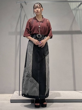 「アイテム（デニムスカート）」を使った、natsuki_s2さん（レディース・153cm）の夏コーディネート