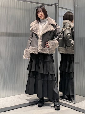 「アイテム（ムートンコート）」を使った、natsuki_s2さん（レディース・153cm）の冬コーディネート