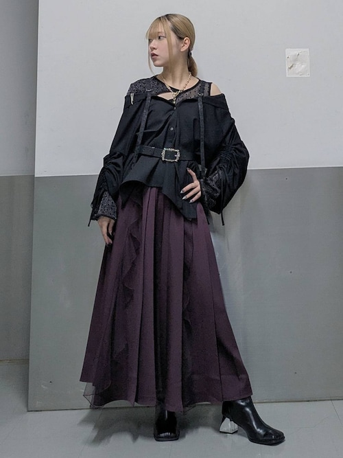 HARE プリーツスカート 黒/ベージュ クリーニング済み HARE プリーツスカート 黒/ベージュ クリーニング済み