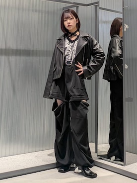 「アイテム（ライダースジャケット）」を使った、natsuki_s2さん（レディース・153cm）の秋コーディネート