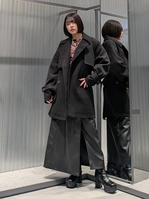 HARE ダークグレー 合成皮革 ロングスカート HARE ダークグレー 合成