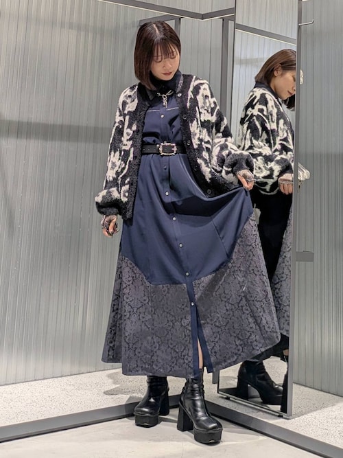 フラワーシャギーカーディガン(HARE) フラワーモチーフシャギー