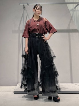 「HARE（ハレ）の2WAYスクエアラメニットタンクトップ(HARE)（タンクトップ）」を使った、natsuki_s2さん（レディース・153cm・10代）の夏コーディネート