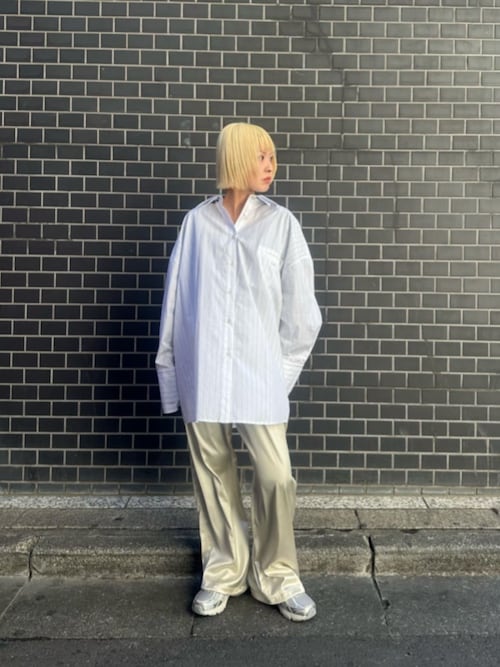 週末限定　美品　provoke Super big stripeシャツ　ブルー PROVOKE】stripe layered big shirt | STORE by PR