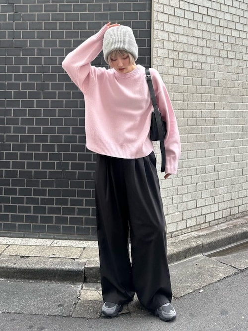 セール】毛ポリエステルブレンド ワイドタックパンツ（その他パンツ