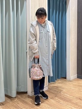 「DRESKIP（ドレスキップ）の【あったか】吸湿発熱 タートルネックインナー（Tシャツ/カットソー、ブラック系）」を使った、わかさん（レディース・160cm）の春コーディネート