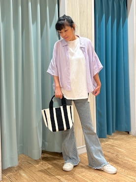 「アイテム（チュニック）」を使った、わかさん（レディース・160cm）の夏コーディネート