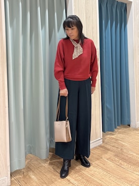 「アイテム（バンダナ/スカーフ）」を使った、わかさん（レディース・160cm）の秋コーディネート