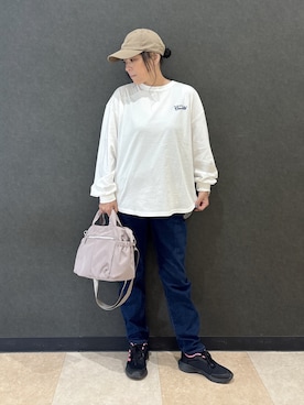 「アイテム（キャップ）」を使った、わかさん（レディース・160cm）の秋コーディネート