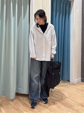 「SHOO・LA・RUE（シューラルー）の【SHOO・LA・RUE DENIM】こなれ感をプラスする カーブパンツ（デニムパンツ、ブルー系）」を使った、わかさん（レディース・160cm）の春コーディネート