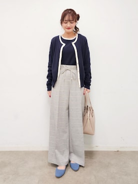 「SHOO・LA・RUE（シューラルー）の【着丈選べる/S-LL】センタープレスできちんと見え イージーワイドパンツ（その他パンツ、ブルー系）」を使った、ゆゆさん（レディース・161cm）の春コーディネート