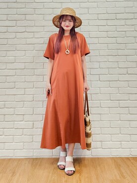 「アイテム（ハット、イエロー系）」を使った、ゆゆさん（レディース・161cm）の夏コーディネート