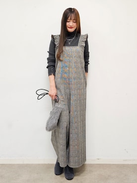 「アイテム（オールインワン・サロペット）」を使った、ゆゆさん（レディース・161cm）の冬コーディネート