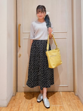 「SHOO・LA・RUE（シューラルー）の【S-LL】抜け感ある着こなしに ヘンリーネック リブニット（ニット/セーター、グレー系）」を使った、ゆゆさん（レディース・161cm）の秋コーディネート