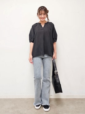 「Cutie Blonde（キューティーブロンド）のアイテム（デニムパンツ）」を使った、ゆゆさん（レディース・161cm）の秋コーディネート