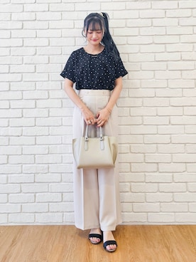 「SHOO・LA・RUE（シューラルー）のアイテム（トートバッグ）」を使った、ゆゆさん（レディース・161cm）の夏コーディネート