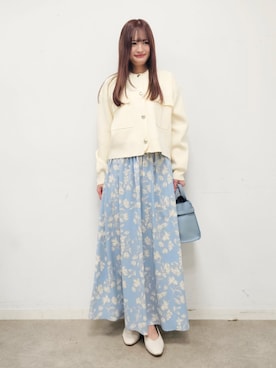 「SHOO・LA・RUE（シューラルー）の【2WAY】サイドベルトが上品 ミニトートバッグ（ショルダーバッグ、ブルー系）」を使った、ゆゆさん（レディース・161cm）の春コーディネート