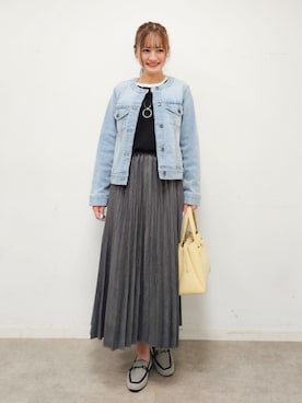 「SHOO・LA・RUE（シューラルー）のサークルキラキラネックレス（ネックレス、シルバー系）」を使った、ゆゆさん（レディース・161cm）の春コーディネート