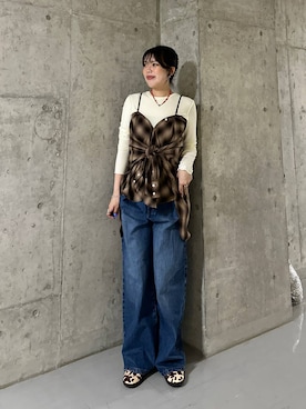 「アイテム（デニムパンツ）」を使った、yuespireさん（レディース・160cm）の秋コーディネート