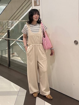 「骨格ストレート」｜「アイテム（サロペット/オーバーオール）」を使った、yuespireさん（レディース・160cm）の夏コーディネート